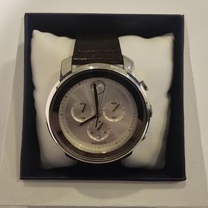 Movado Men's Dark Brown and Silver Watch